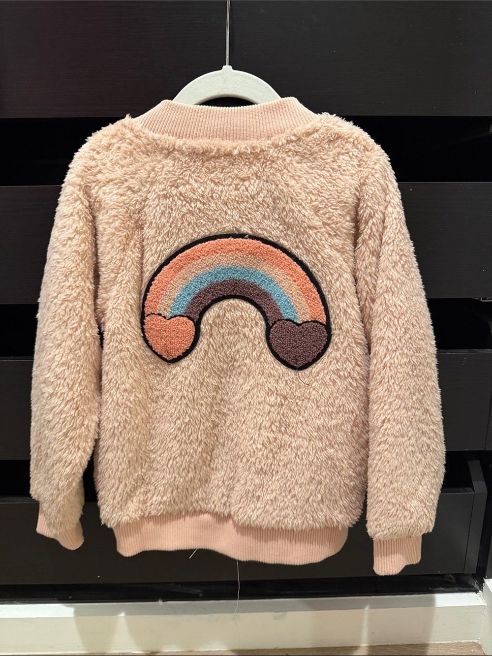 Huxbaby Girls Size 6 Kids Plush Zip-Up Jacket in Light Pink Rainbow - Picture 6 of 6